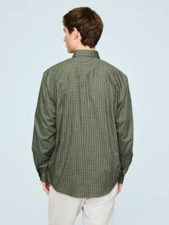 Outlet Next Regular Fit N.Premium Long Sleeve Soft Touch Smart Shirt Green Gingham