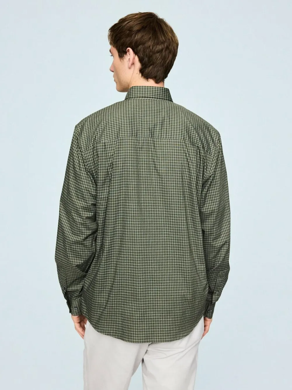 Outlet Next Regular Fit N.Premium Long Sleeve Soft Touch Smart Shirt Green Gingham