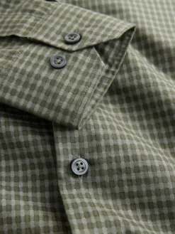 Outlet Next Regular Fit N.Premium Long Sleeve Soft Touch Smart Shirt Green Gingham