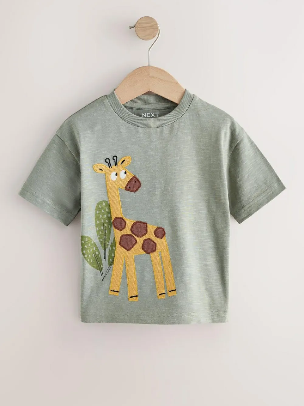 New Next Green Giraffe Short Sleeve Appliqué T-Shirt (3mths-7yrs)
