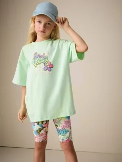 Clearance Next Green Graffiti T-Shirt and Cycling Shorts Set (3-16yrs)