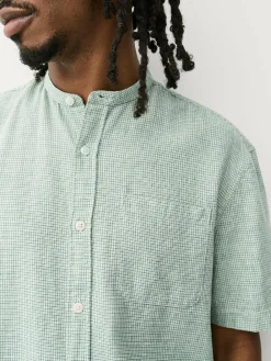 Next Grandad Collar Cotton Linen Blend Short Sleeve Shirt^ Shirts