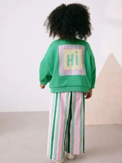 Next Green Hey Hi Sweatshirt & Wide Leg Trousers Set (3mths-7yrs)^ Baby Girls|Sweatshirts & Hoodies