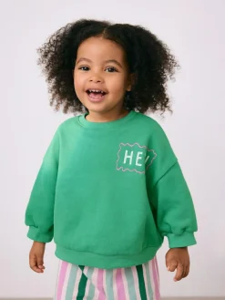Next Green Hey Hi Sweatshirt & Wide Leg Trousers Set (3mths-7yrs)^ Baby Girls|Sweatshirts & Hoodies