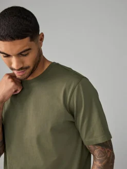 Next Green Khaki Regular Fit Essential Crew Neck Cotton T-Shirt^ Loungewear