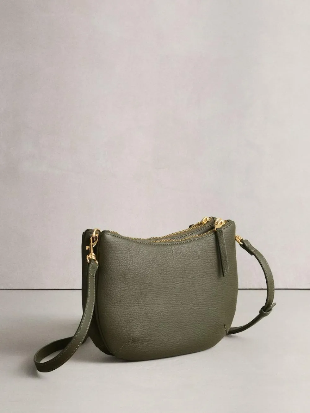 New Next Leather Scoop Cross-Body Bag Green