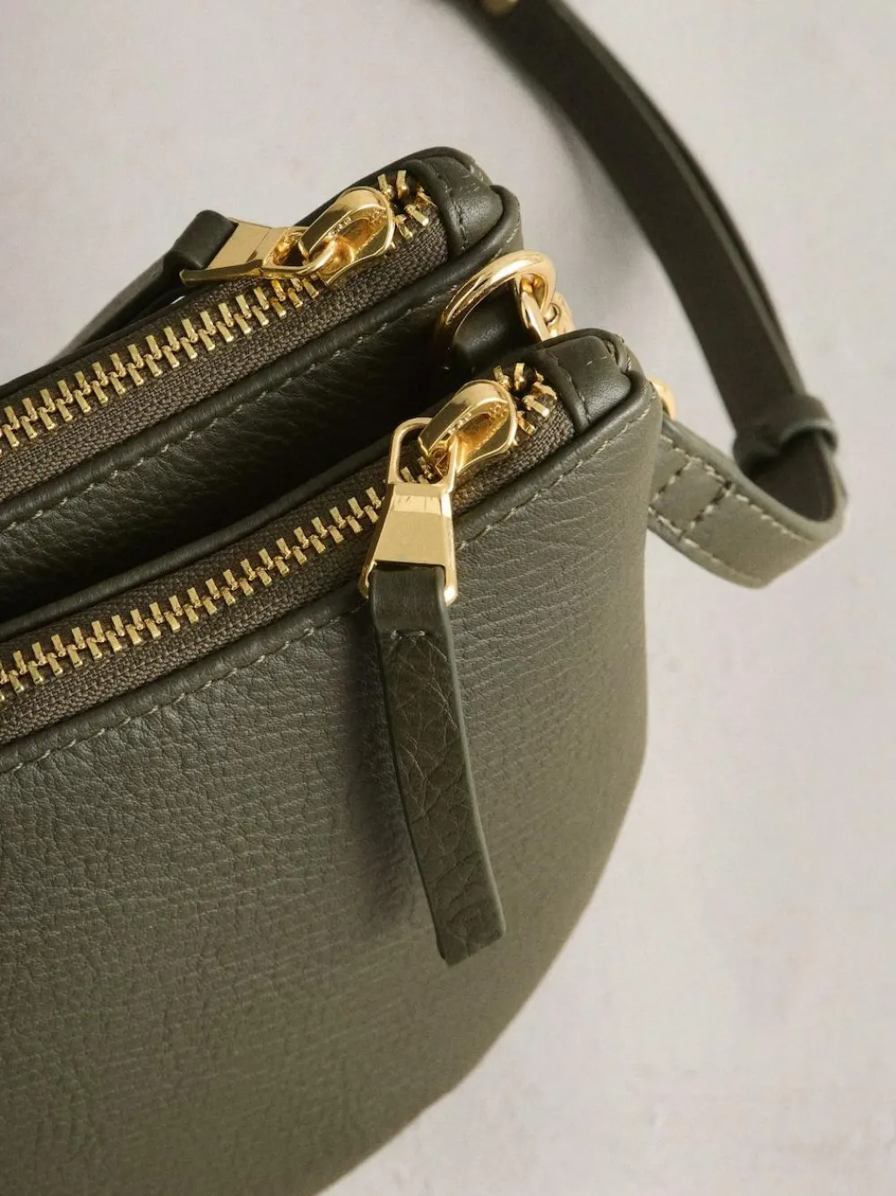 New Next Leather Scoop Cross-Body Bag Green