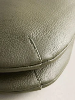 New Next Leather Scoop Cross-Body Bag Green