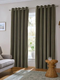 Next Green Light Olive Matte Velvet Blackout/Thermal Curtains^ Curtains & Blinds