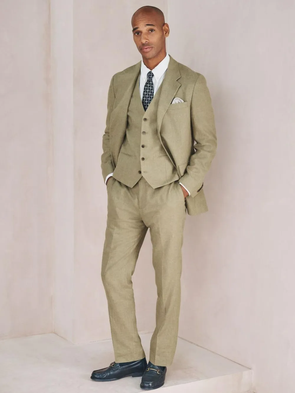 Next Linen Blend Texture Suit Waistcoat^ Vests
