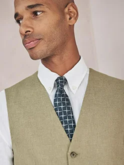 Next Linen Blend Texture Suit Waistcoat^ Vests