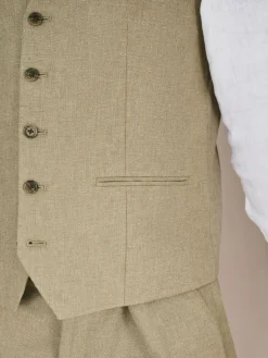 Next Linen Blend Texture Suit Waistcoat^ Vests