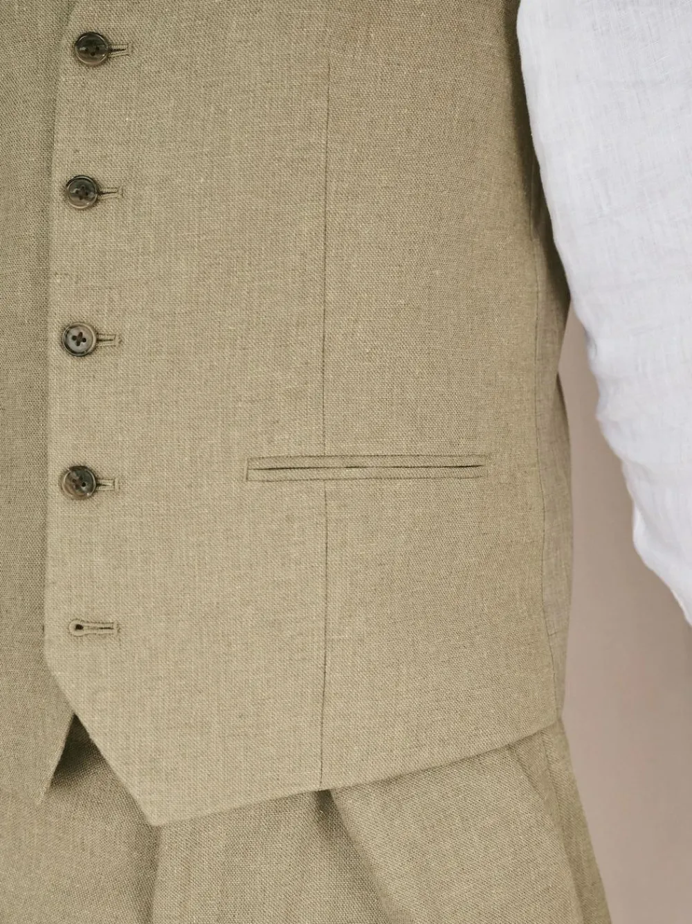 Next Linen Blend Texture Suit Waistcoat^ Vests