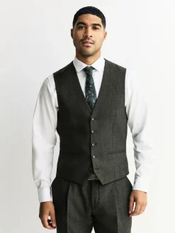 Hot Next Merino Wool Blend Suit Waistcoat Green