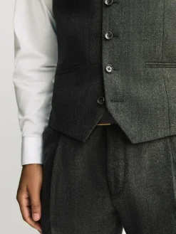 Hot Next Merino Wool Blend Suit Waistcoat Green