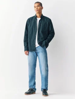 Best Next Regular Fit Easy Iron Button Down Oxford Shirt Green Micro Blackwatch