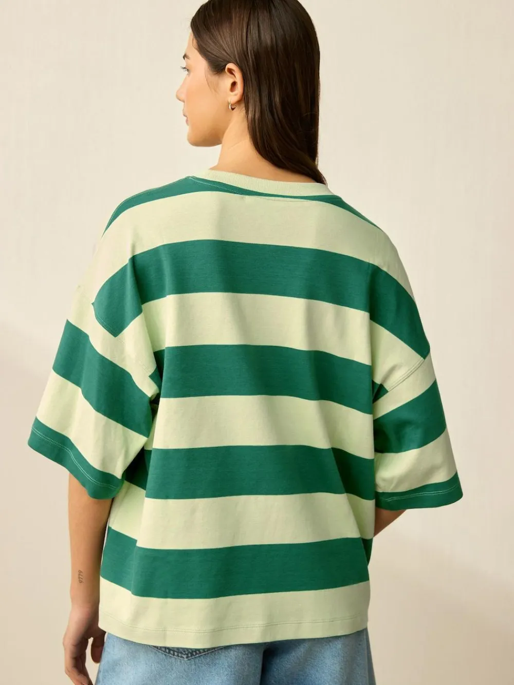 Next Green Monochrome Oversized Relaxed Fit Boxy Heavyweight Crew Neck T-Shirt^Women Nightwear|Tops & T-Shirts