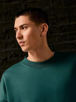 Online Next Oversized Heavyweight Cotton Rich Crew Neck Sweatshirt Green