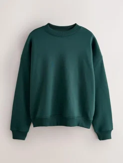 Online Next Oversized Heavyweight Cotton Rich Crew Neck Sweatshirt Green