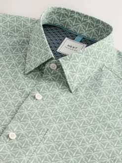 Online Next Easy Iron With Short Sleeve Oxford Shirt Green Palm Print