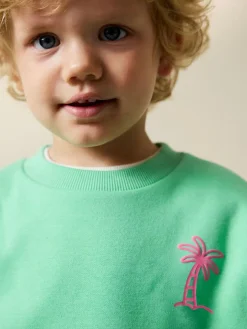 Sale Next Green Palm Tree All-Over Print Crew Neck Sweatshirt (3mths-7yrs)