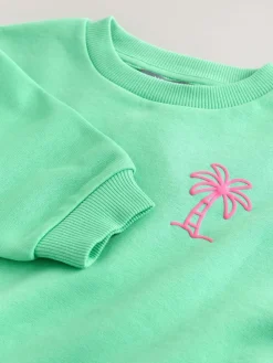 Sale Next Green Palm Tree All-Over Print Crew Neck Sweatshirt (3mths-7yrs)