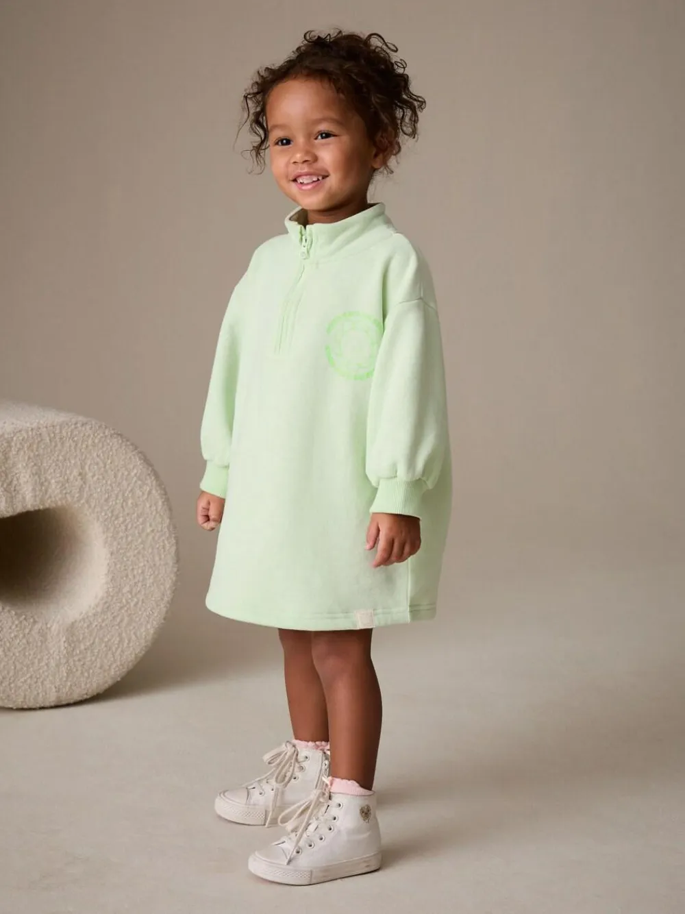 Best Next Quarter Zip Sweat Dress (3mths-7yrs) Green