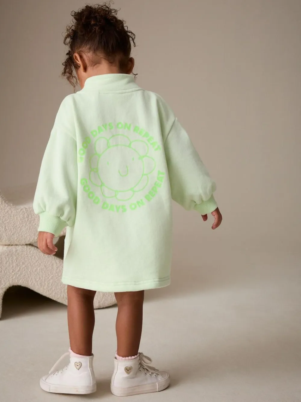 Best Next Quarter Zip Sweat Dress (3mths-7yrs) Green