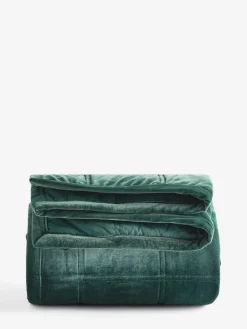 Next Green Quilted Lustre Velvet Bedspread^ Cushions & Throws