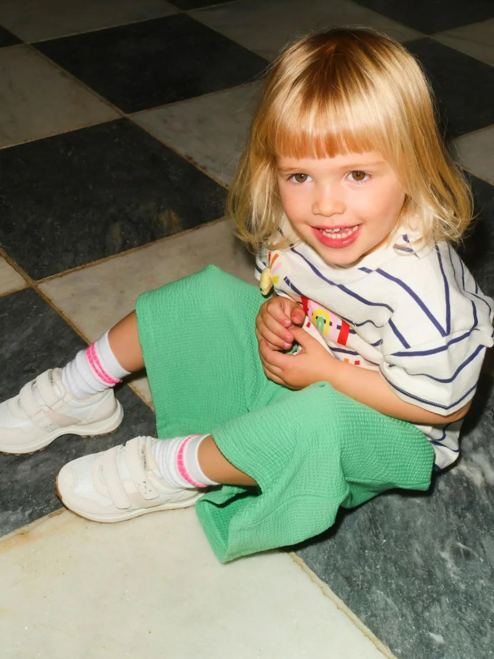 Online Next Green Rainbow Short Sleeve Top and Barrel Trousers Set (3mths-7yrs)