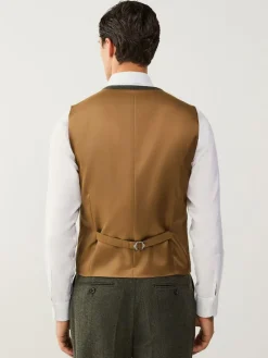 Next Green Regular Fit Nova Fides Italian Wool Blend Trimmed Check Suit Waistcoat^ Vests