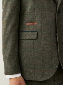 Next Green Regular Fit Nova Fides Italian Wool Blend Trimmed Check Suit Jacket^ Blazers & Formal Jackets|Occasionwear