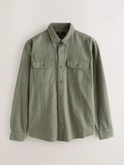 Next Regular Fit Textured Waffle Long Sleeve Shirt^ Shirts