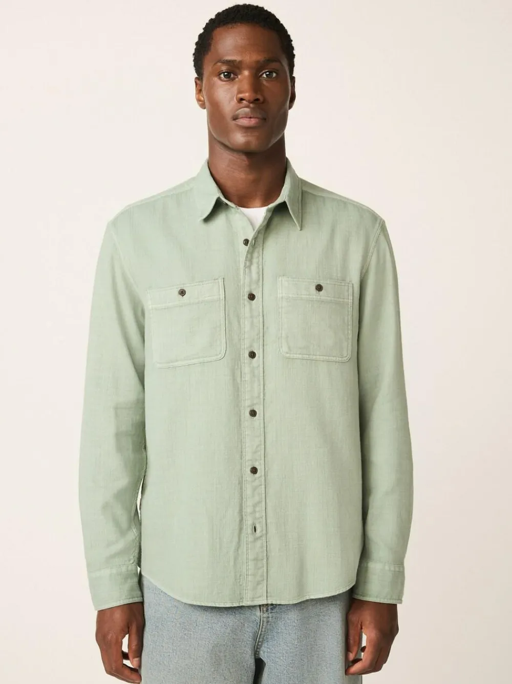 Hot Next Regular Fit Textured Twin Pocket Long Sleeve Shirt Green