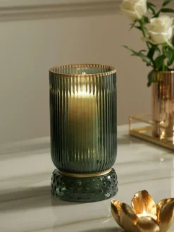 Next Ribbed Glass Hurricane Candle Holder Medium^ Candle Holders & Lanterns