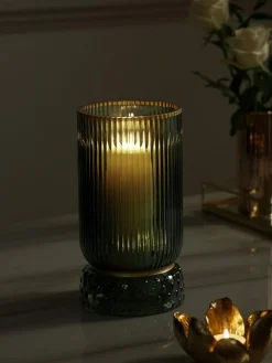 Next Ribbed Glass Hurricane Candle Holder Medium^ Candle Holders & Lanterns