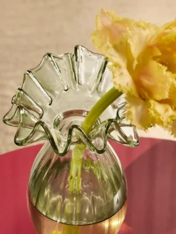 Next Green Ruffle Ribbed Glass Bud Vase^ Vases