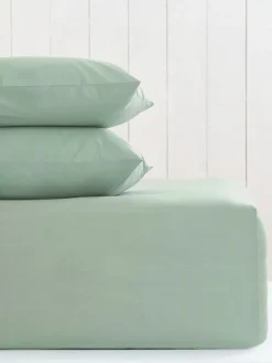 Next Green Sage Cotton Rich Extra Deep Fitted Bed Sheet^ Bedsheets & Pillow Cases
