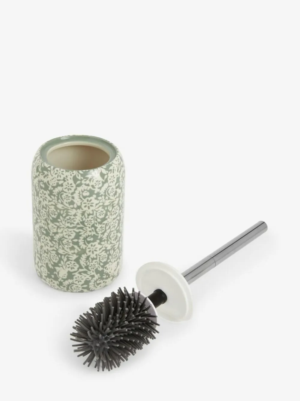 New Next Green Sage Floral Print Silicone Toilet Brush