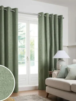 Next Green Sage Heavyweight Chenille Eyelet Blackout/Thermal Curtains