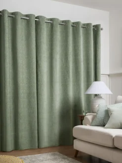 Next Green Sage Heavyweight Chenille Eyelet Blackout/Thermal Curtains