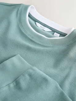 Next Long Sleeve Mock Crew Neck T-Shirt Green Sage