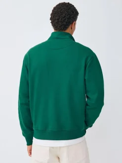 Online Next Simple Text Graphic Print Quarter Zip Neck Sweatshirt Green
