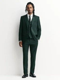 Best Next Slim Fit Flannel Suit Trousers Green