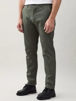 Hot Next Slim Fit Stretch Printed Soft Touch Chino Trousers Green