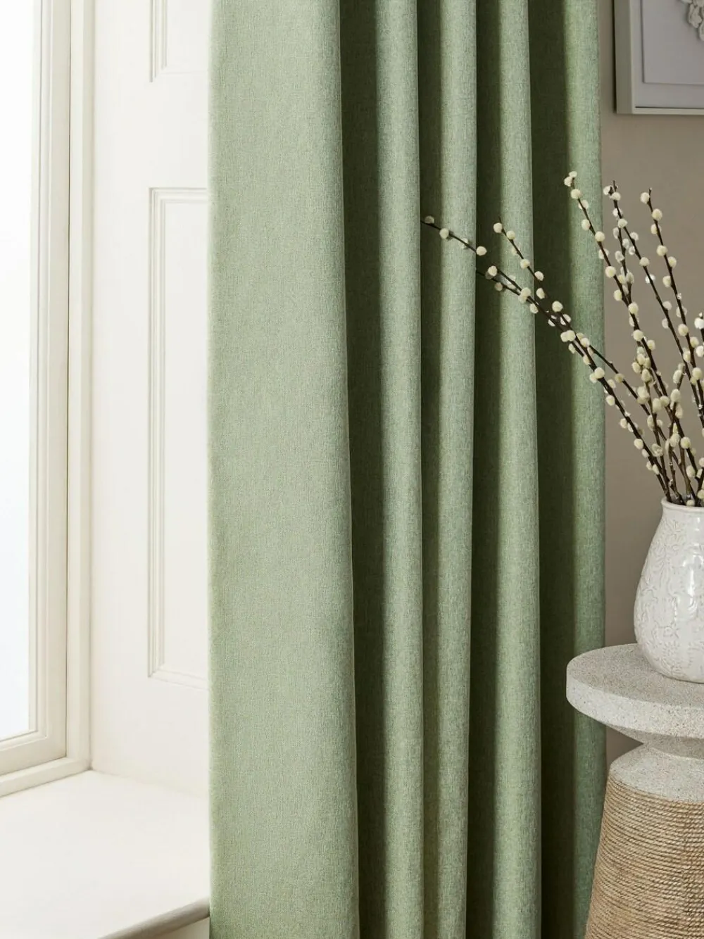 Hot Next Soft Marl Blackout/Thermal Eyelet Curtains Green