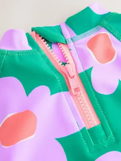 Next Short Sleeved Sunsafe Swim Set (3mths-10yrs) Green Stampy Floal