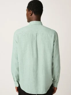 Next Standard Collar Cotton Linen Blend Long Sleeve Shirt^ Shirts