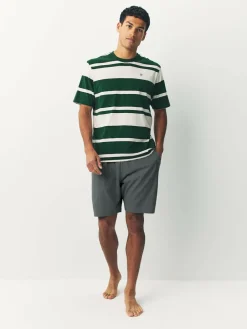 Discount Next Green Stripe Short Sleeve Jersey Pyjamas Set
