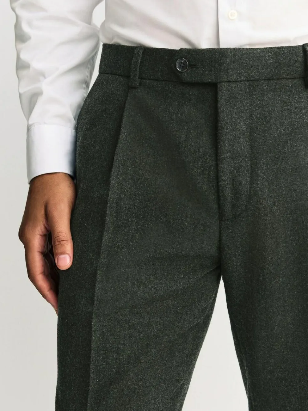 Clearance Next Tailored Fit Merino Wool Blend Suit Trousers Green